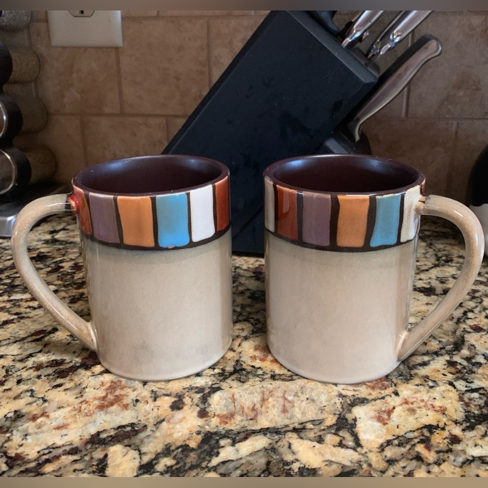 Gibson Everyday China Set of 2 Tan Coffee Mugs
